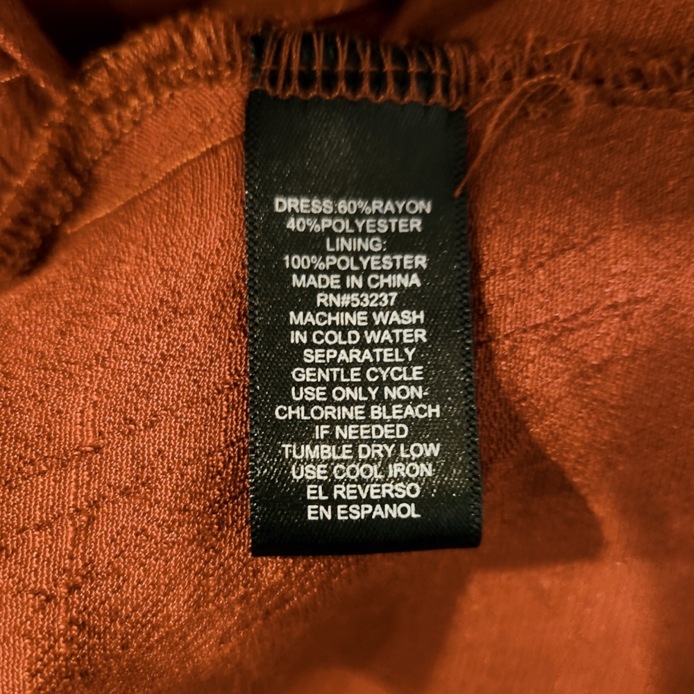Mlle Gabrielle Burnt Orange Swing Button-Down Shirt Dress | 3X - Picture 7 of 9